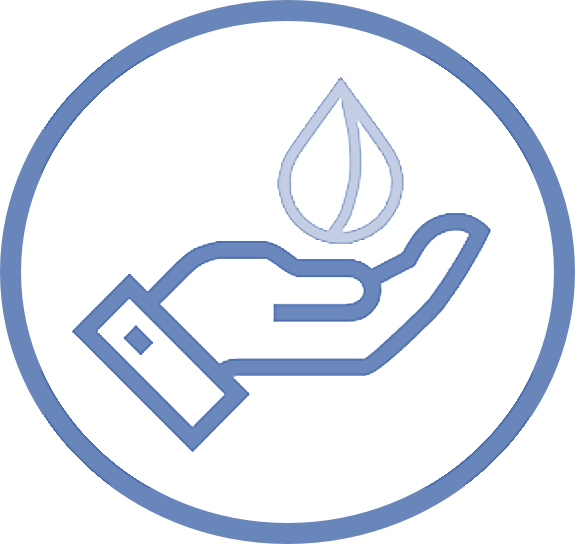 Icon: a hand holds a leaf