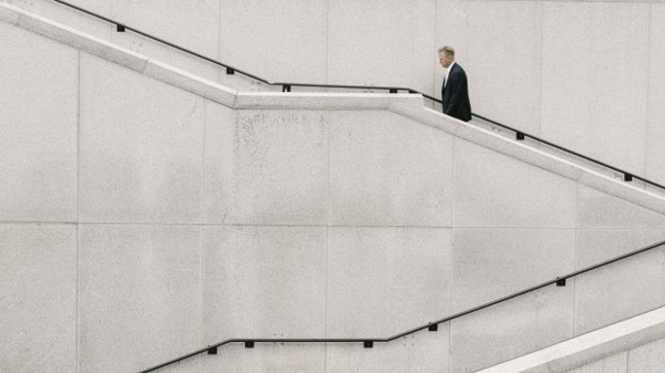 Man going up on stairs